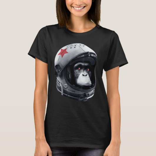 アストロチンパンジー宇宙飛行士宇宙銀河ヘルメット猿C Tシャツ (正面)