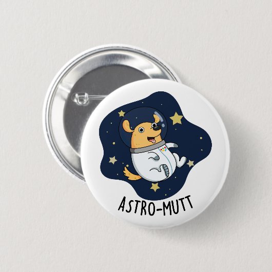 アストロムットおもしろい犬宇宙飛行士プン 缶バッジ (正面&裏面)