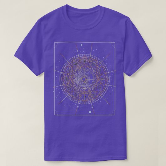アストロラベ〔占星術の〕十二宮図 Tシャツ (デザイン正面)