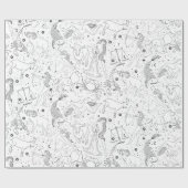 アストロロジーエレガント〔占星術の〕十二宮図ブラック/ホワイト ラッピングペーパー (フラット)