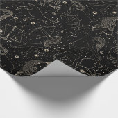 アストロロジーエレガント〔占星術の〕十二宮図ブラック/金ゴールド ラッピングペーパー (角)