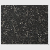 アストロロジーエレガント〔占星術の〕十二宮図ブラック/金ゴールド ラッピングペーパー (フラット)