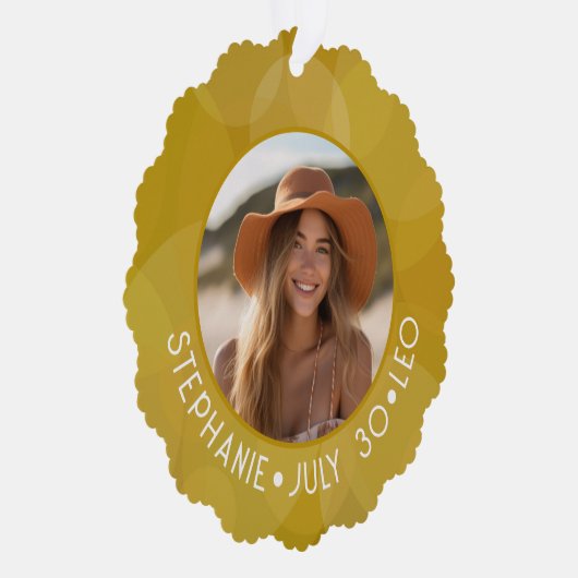 アストロロジーレオ〔占星術の〕十二宮図サインフォトカスタム誕生日 オーナメントカード (右)