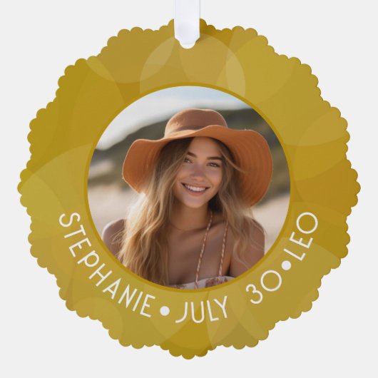 アストロロジーレオ〔占星術の〕十二宮図サインフォトカスタム誕生日 オーナメントカード (正面)