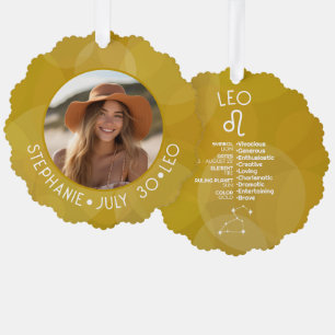 アストロロジーレオ〔占星術の〕十二宮図サインフォトカスタム誕生日 オーナメントカード