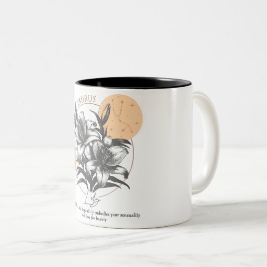 アストロロジー/タウロス〔占星術の〕十二宮図サインフラワーリリー ツートーンマグカップ (正面右)