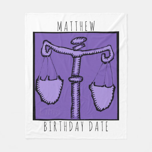 アストロロジー〔占星術の〕十二宮図リブラサイン誕生日名Bkt フリースブランケット (正面)