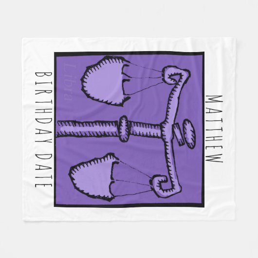 アストロロジー〔占星術の〕十二宮図リブラサイン誕生日名Bkt フリースブランケット (正面(横))