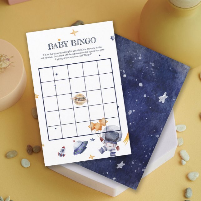 アストロン叔母ロッケシップ赤ちゃんシャワーベビービンゴゲーム (Astronaunt Rocketship Baby Shower Baby Bingo Game)