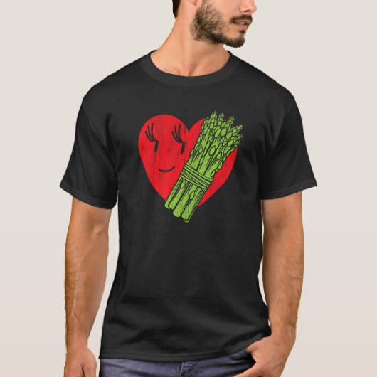 アスパラのハート ガーデン野菜 菜食主義者 ヴィーガン Tシャツ (正面)