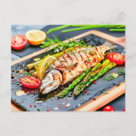 アスパラガスとトマトを使った魚のグリル シーズンポストカード