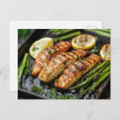 アスパラガスとレモンを添えた焼き鮭 シーズンポストカード (正面/裏面)