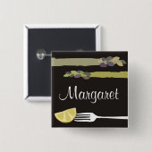 アスパラガスのフォークレモン料理用の名札のバッジ 缶バッジ (正面&裏面)