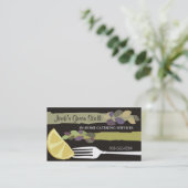 アスパラガスレモンフォークのシェフのケイタリングビジネスカード 名刺 (スタンド正面)