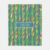 アスパラガス幾何パカラフルタパーソナライズされたーン フリースブランケット (正面)