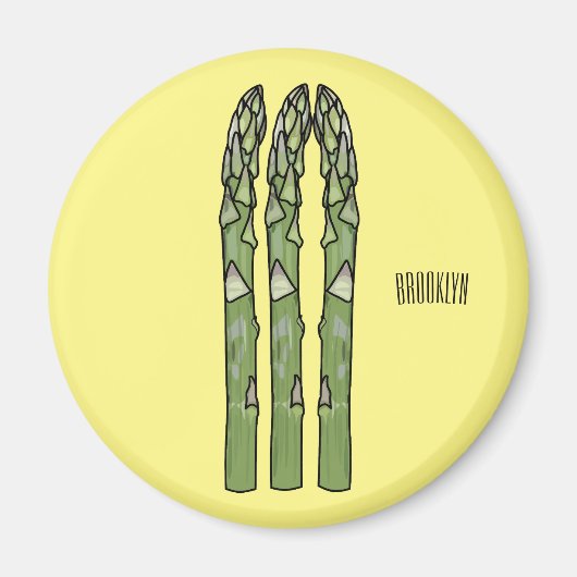 アスパラガス漫画イラストレーション マグネット (正面)