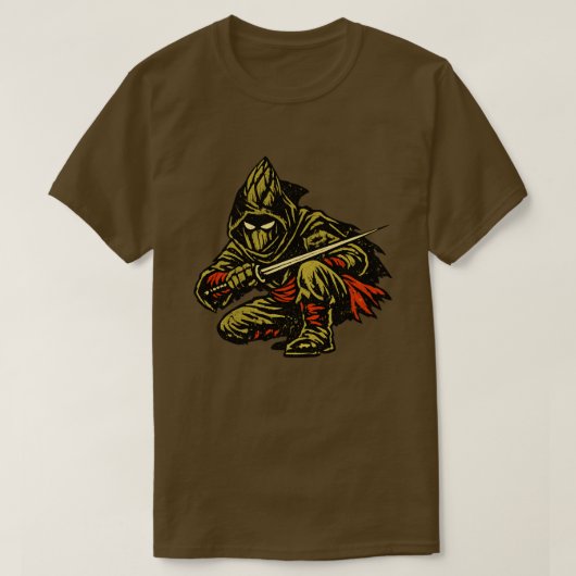 アスパラガス・アサシン - 面白い野菜のサイレント・ニンジャ Tシャツ (デザイン正面)