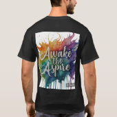 「アスピアを目覚めさせろ、夢。信じ.達成する」 Tシャツ (裏面)