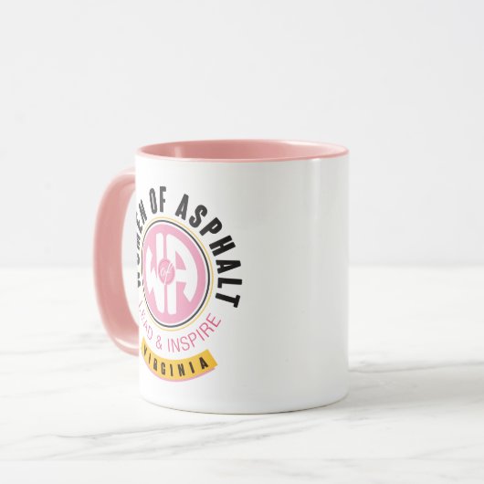 アスファルトバージニアコーヒーマグのピンクの女性 マグカップ (正面左)