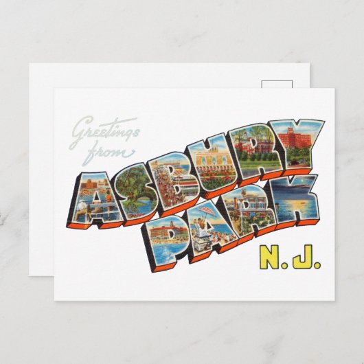 アスベリーパークニュージャージーからの挨拶 ポストカード (正面/裏面)