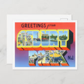 アスベリーパークニュージャージーヴィンテージビッグ ポストカード (正面/裏面)