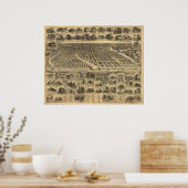 アスベリーパークニュージャージー1897アンティークパノラママップ ポスター (キッチン)