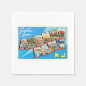 アスベリーパークニュージャージーNJヴィンテージ旅行はがき –  スタンダードカクテルナプキン (正面)