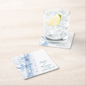 アスベリーパークNJマップ結婚式の引き出物ネイビーブルー スクエアペーパーコースター (インサイチュ)