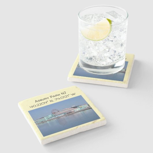 アスベリーパークNJヴィンテージスタイルカラーパーティードリンク ストーンコースター (横)