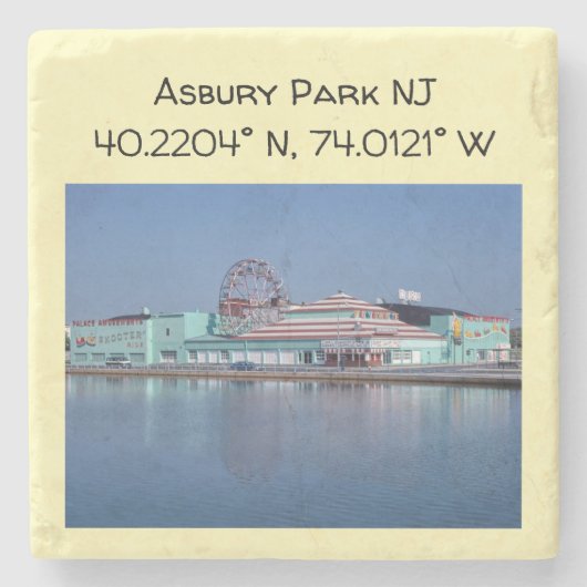 アスベリーパークNJヴィンテージスタイルカラーパーティードリンク ストーンコースター (正面)