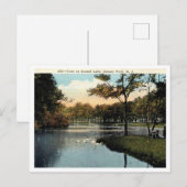 アスベリーパークNJ、サンセットレイク1924ヴィンテージ ポストカード (正面/裏面)