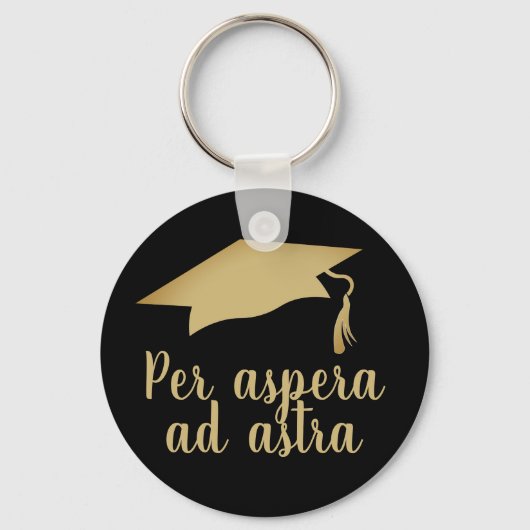 アスペラアドアストララテン引用文ゴールデン卒業 キーホルダー (正面)