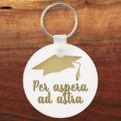 アスペラアドアストララテン引用文ゴールデン卒業 キーホルダー (正面)