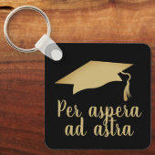 アスペラアドアストララテン引用文ゴールデン卒業 キーホルダー (正面)