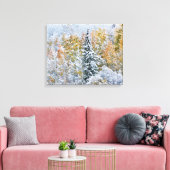 アスペンの紅葉とキーブラー峠の雪景色 キャンバスプリント (インサイチュ (リビング))