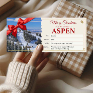 アスペン旅行クリスマスお披露目ギフトチケットカード 招待状