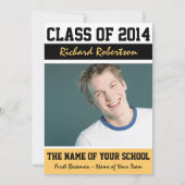 アスリートの卒業パーティーの黒および金ゴールド 招待状 (裏面)