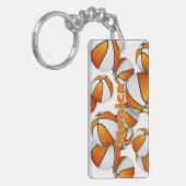 アスリートの名前のクラスタオレンジ色の白いバスケットボール キーホルダー (正面左)