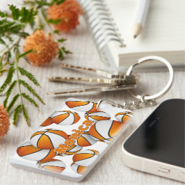 アスリートの名前のクラスタオレンジ色の白いバスケットボール キーホルダー