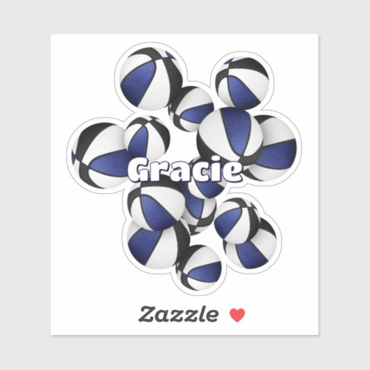 アスリートの名前のクラスタ上の青い黒のバスケットボール シール (シート)