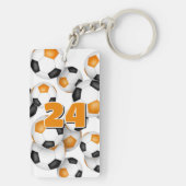 アスリートの名前の塊オレンジ色の黒サッカーボール キーホルダー (裏面)