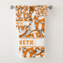 アスリートオレンジチームカラーバレーボール選手の名前 バスタオルセット