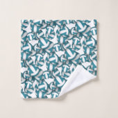 アスリートティール（緑がかった色）チームカラーバレーボール選手の名前 バスタオルセット (ウォッシュタオル)