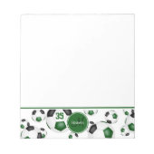 アスリートファンコーチ名グリーンブラックサッカーボール ノートパッド (正面)