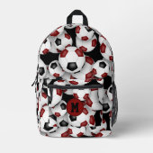 アスリートモノグラムのマルーン黒サッカーボール プリントバックパック (正面)