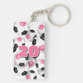 アスリート名の一群のブラックピンクのサッカーボール キーホルダー (裏面)