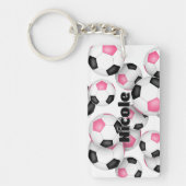 アスリート名の一群のブラックピンクのサッカーボール キーホルダー (正面)