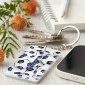 アスリート名の一群のブルーブラックサッカーボール キーホルダー (正面右)