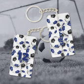 アスリート名の一群のブルーブラックサッカーボール キーホルダー