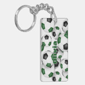 アスリート名の塊の緑の黒いサッカーボール キーホルダー (正面左)